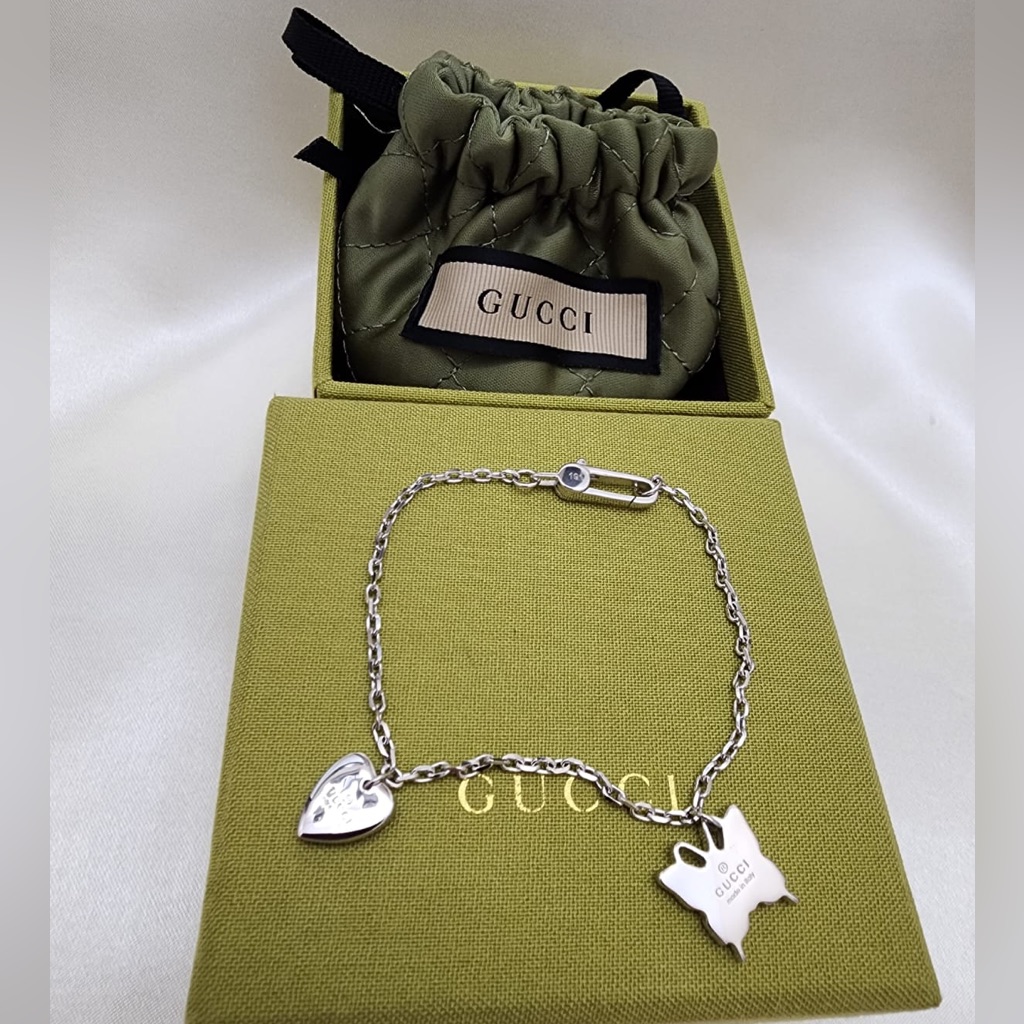 Gucci Butterfly And Heart Bracelet 7.5”